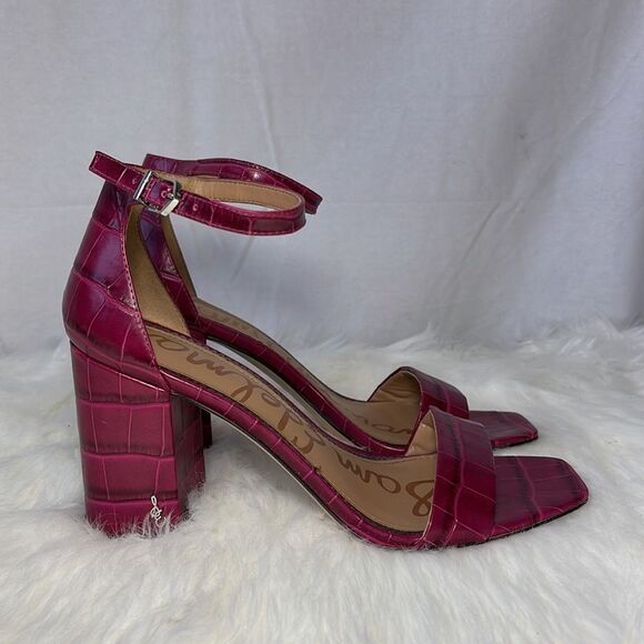 Sam Edelman Classic Daniella Croc Embossed Leather Sandals Sz 9 - Picture 5 of 9